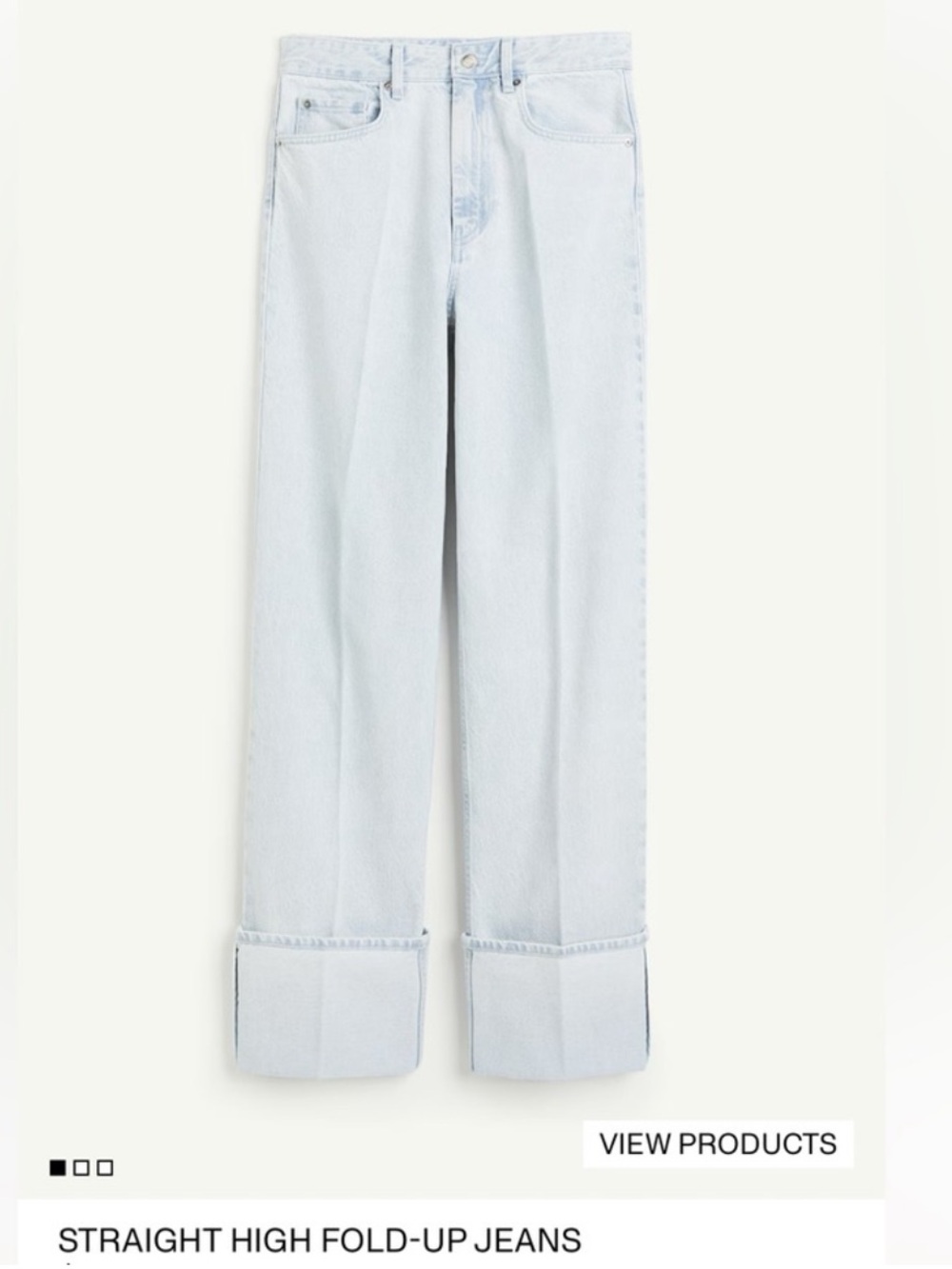 H&M Light Wash Wide-Leg Fold Cuff Jeans